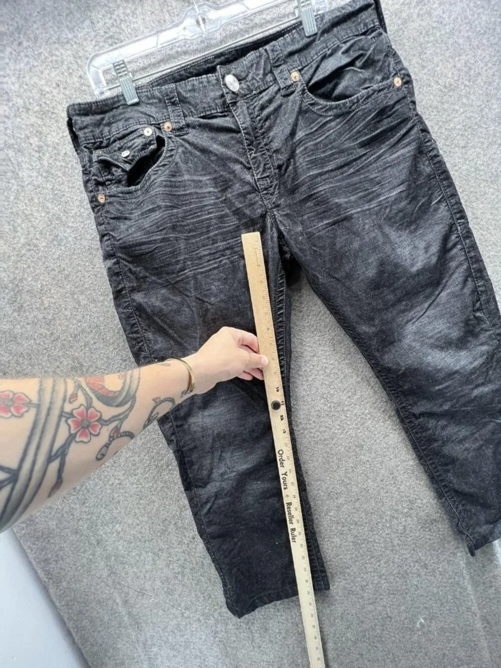 True Religion Ricky Jeans Men 34 Black Relaxed Straight Distressed Denim Vintage